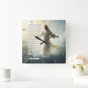 Horloge Carrée Jésus : Marcher sur l'eau, la foi
