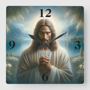 Horloge Carrée Jésus priant