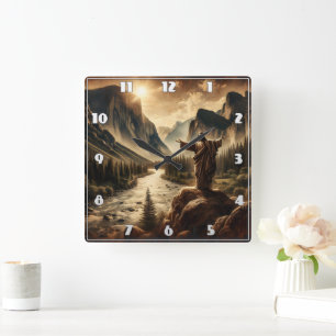 Horloge Carrée Jésus Surplombant le paysage majestueux de la mont