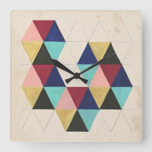 Horloge Carrée Jeu géométrique III de motif