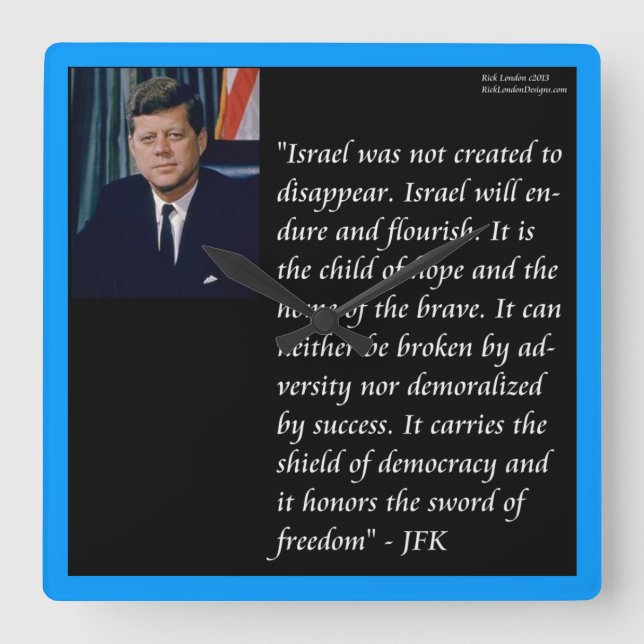 Horloge Carrée JFK & Famous Quota On Israel Wall Clock (Recto)
