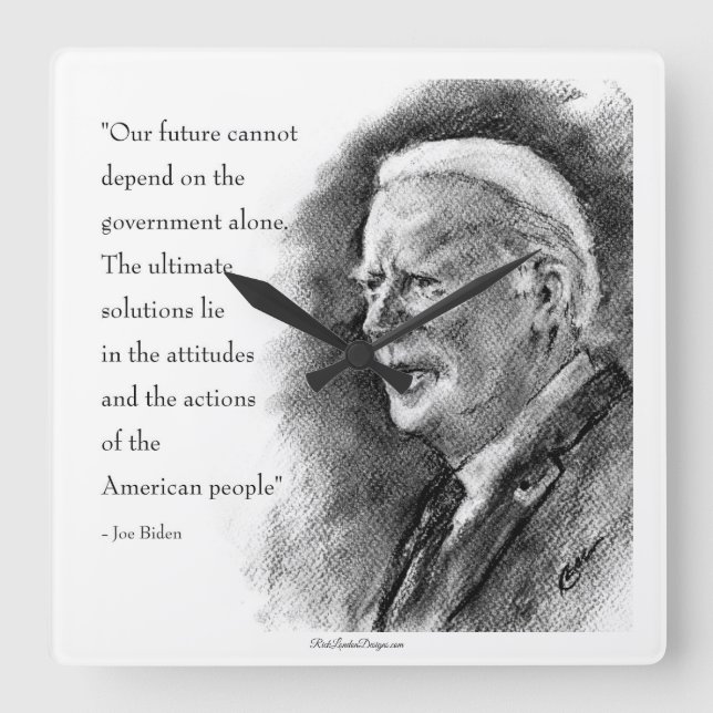 Horloge Carrée Joe Biden & Citation (Recto)