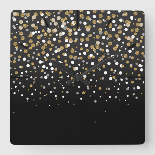 Horloge Carrée Joli confetti de parties scintillant moderne girly (Recto)