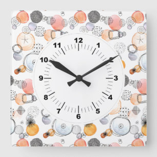 Horloge Carrée Joli Motif rose et bleu Abstrait