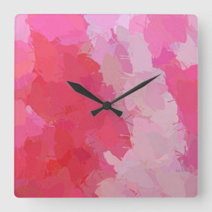 Horloge Carrée Joli Papillons Roses