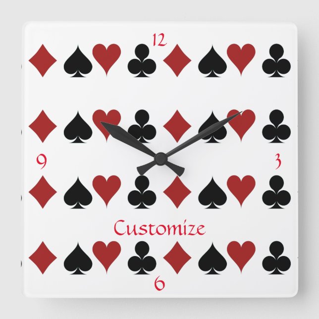 Horloge Carrée Jouer des combinaisons de carte Thunder_Cove (Recto)