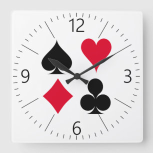 Horloge Carrée Jouer des symboles de cartes motif