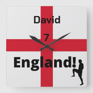 Horloge Carrée Joueur de football anglais personnalisable