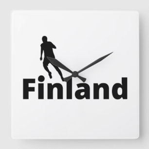 Horloge Carrée Joueur de football finlandais utilisant un point c