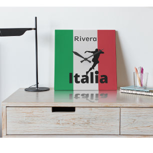 Horloge Carrée Joueur de football, Italie personnalisable