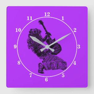 Horloge Carrée Joueur de guitare - Rock Men
