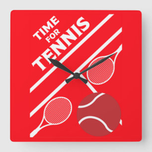 Horloge Carrée Joueurs De Tennis De Pelouse