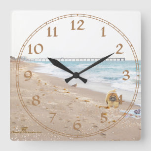 Horloge Carrée Jour de plage