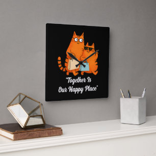 Horloge Carrée Jour de shopping Amour de chat
