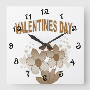 Horloge Carrée Jour des Valentines florales