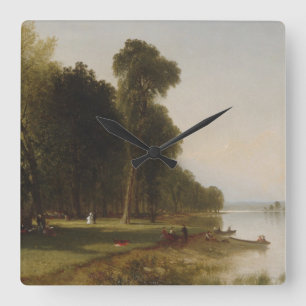 Horloge Carrée Jour d'été sur le lac Conesus
