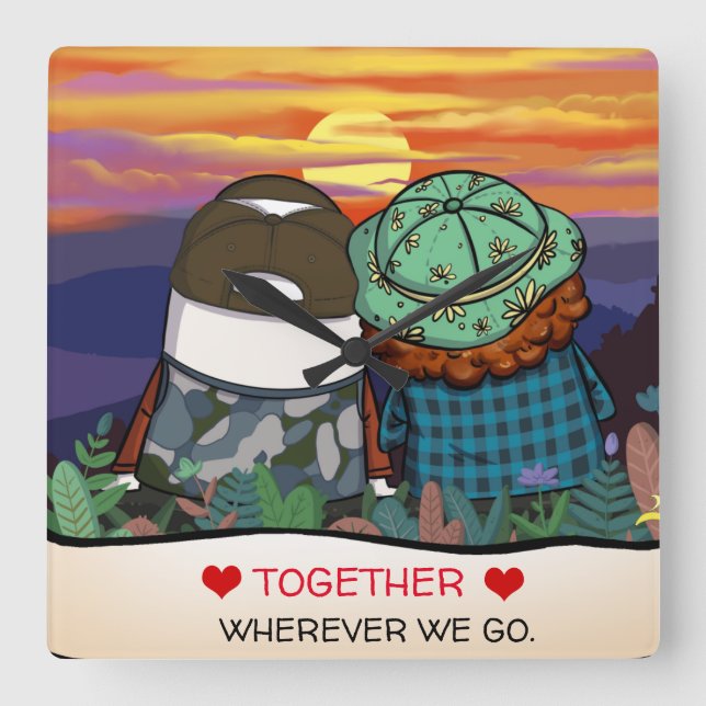 Horloge Carrée Joyeux Citation de vie de Camper Paramètre Sun Mod (Recto)