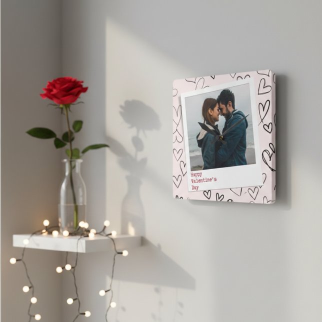 Horloge Carrée Joyeux Valentines Jour Moderne Design Romantique P (Créateur téléchargé)