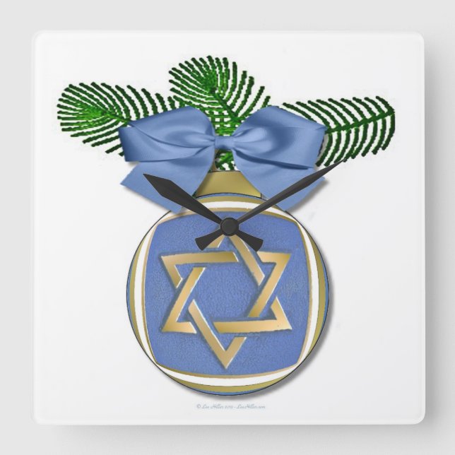 Horloge Carrée Judaïque Hanoukka Star Of David Ornament Print (Recto)