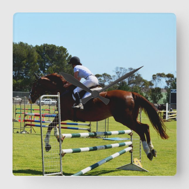 Horloge Carrée Jumping Horse de Brown Show (Recto)