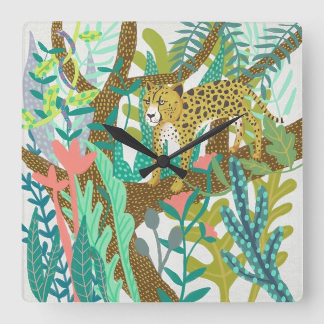 Horloge Carrée Jungle Roar - Cheetah (Recto)