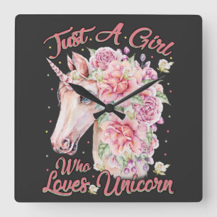 Horloge Carrée Just Girl Who Loves Unicorn