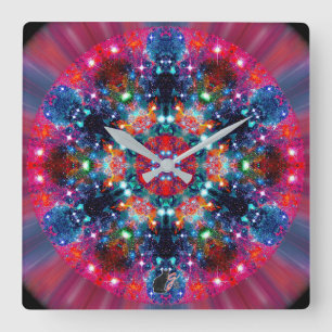 Horloge Carrée Kaleïd Stellaire Éblouissant