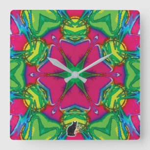 Horloge Carrée Kaleidoscope de Pétales