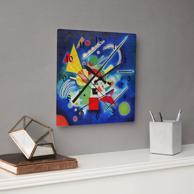 Horloge Carrée Kandinsky - Peinture Bleue (Bureau)