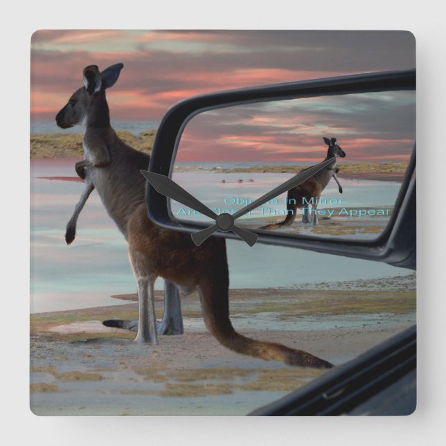 Horloge Carrée Kangaroo Sur La Plage, (Recto)