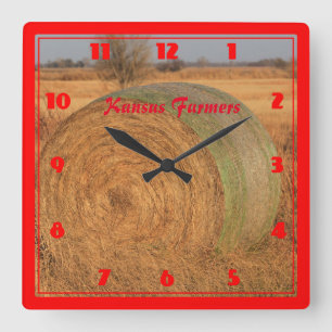 Horloge Carrée Kansas Hay Bale