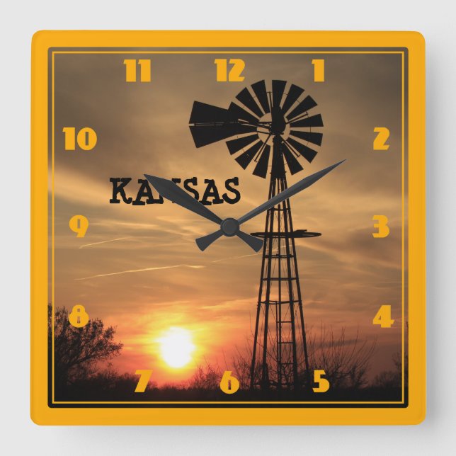 Horloge Carrée Kansas Windmill (Recto)