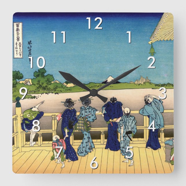 Horloge Carrée Katsushika Hokusai - Salle de Sazai, Temple 500 Ra (Recto)