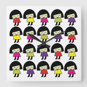 Horloge Carrée Kawaii Cute Girls Kawaii