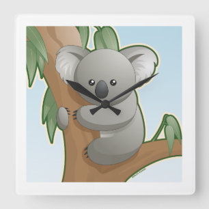 Horloge Carrée Kawaii Koala