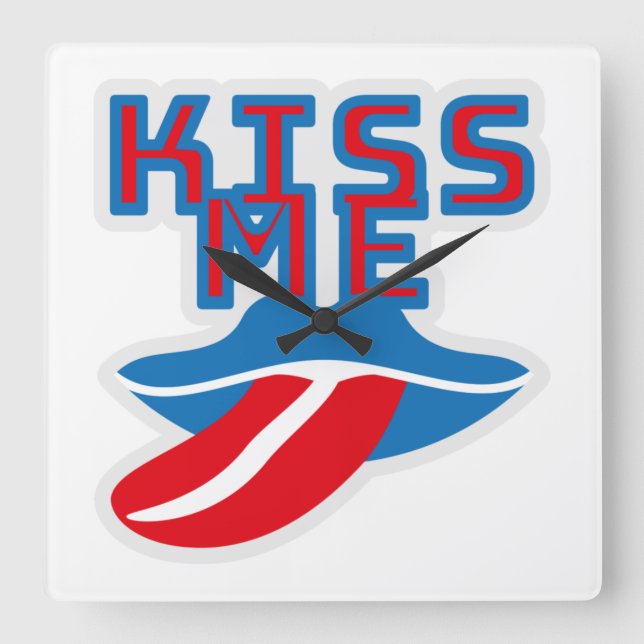 Horloge Carrée Kiss me (Recto)