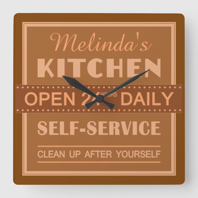Horloge Carrée Kitchen - custom name - wall clock (Recto)