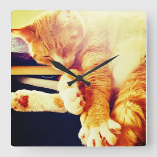 Horloge Carrée Kitty Time