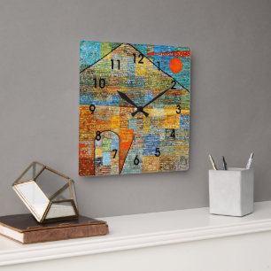 Horloge Carrée Klee - Ad Parnassus, oeuvre d'art Paul Klee