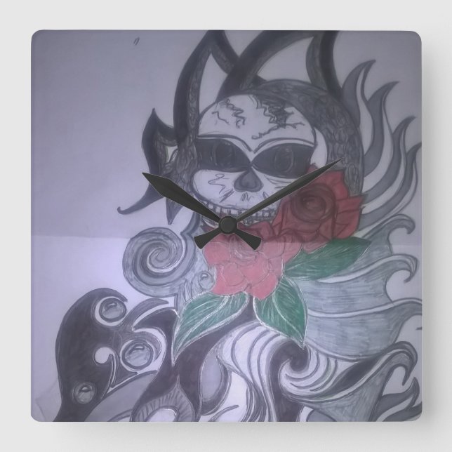 Horloge Carrée klok print van tattoo ontwerp btje (Recto)