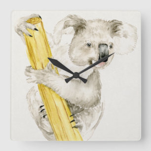 Horloge Carrée Koala de bébé   mignon et velu