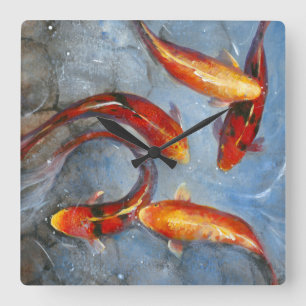 Horloge Carrée Koi gracieux I