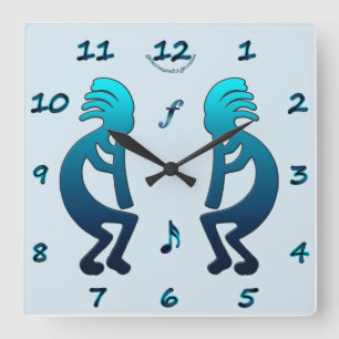 Horloge Carrée Kokopelli avec l'horloge murale carrée de notes