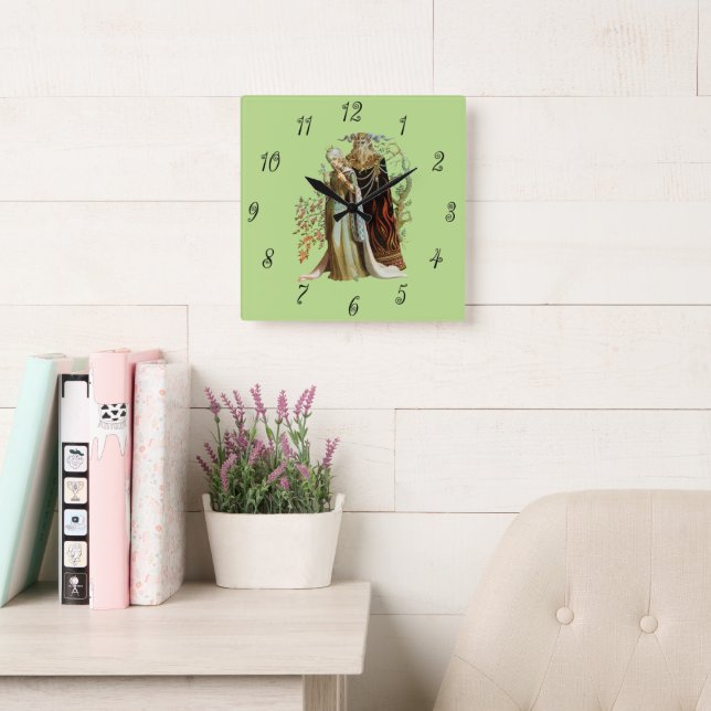 Horloge Carrée La beauté et la bête (Salle de lecture)