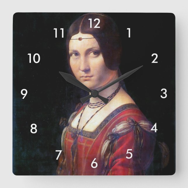Horloge Carrée La Belle Ferronnière, Léonard de Vinci (Recto)