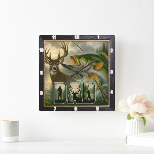 Horloge Carrée La chasse du père Pêche Faune
