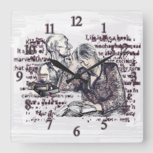 Horloge Carrée La fille lisant un livre