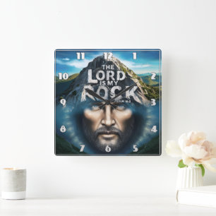 Horloge Carrée La Foi Divine : Le Seigneur Est Mon Rocher