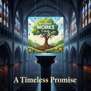 Horloge Carrée La foi sans travail est morte