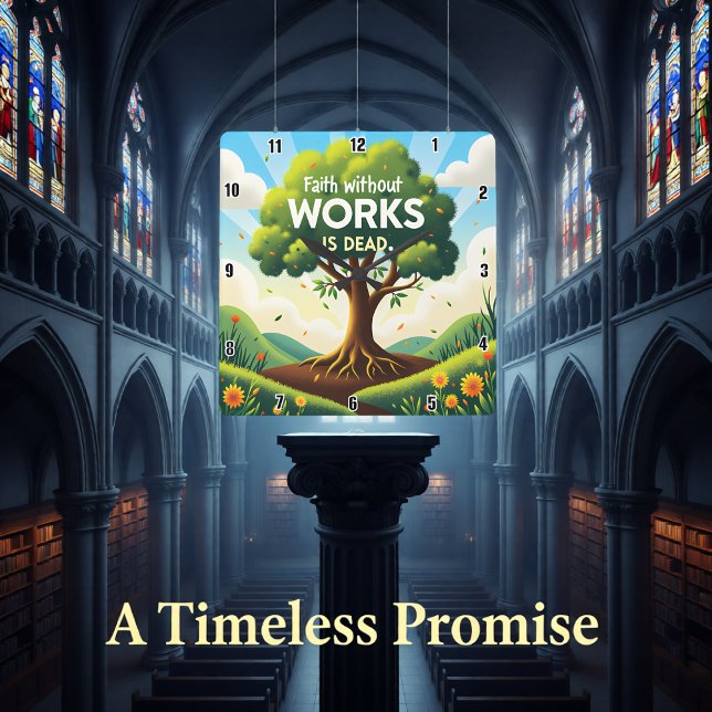 Horloge Carrée La foi sans travail est morte (Créateur téléchargé)